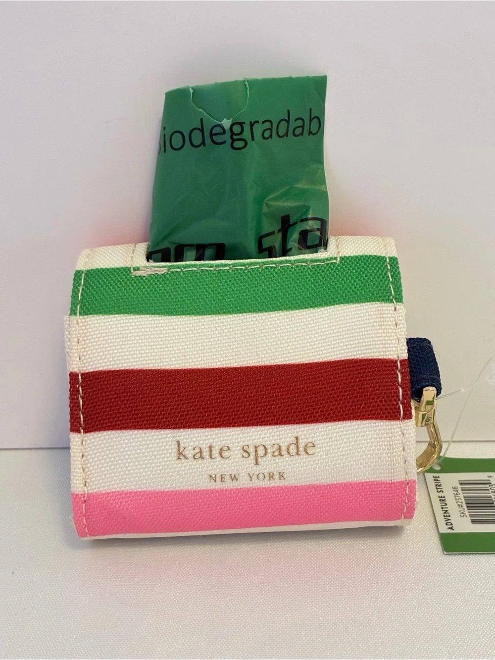 Kate Spade New York Doggie Bag Holder Adventure Stripe New With Tags